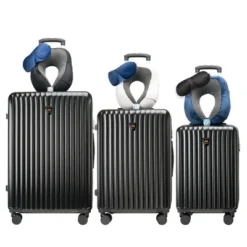 3-Piece Lightweight Hardshell Luggage Set With Double Spinner Wheels, Large Capacity, Includes 3-Piece U-Shaped Travel Pillow Set -Outdoor Living Gardens GUEST 90aa2c35 648c 4604 95af 0b9dc8bd62a9