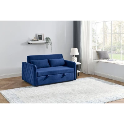 55.5" Modern Pull-Out Sleep Sofa - 2-Seater Loveseat With Lumbar Pillows & Side Pockets 8 55.5" Modern Pull-Out Sleep Sofa - 2-Seater Loveseat With Lumbar Pillows & Side Pockets - Image 6