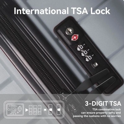 3-Piece Luggage Set, PP Hardshell Carry-On Suitcases With Spinner Wheels And TSA Lock (20", 24", 28"), White 4 3-Piece Luggage Set, PP Hardshell Carry-On Suitcases With Spinner Wheels And TSA Lock (20", 24", 28"), White - Image 2