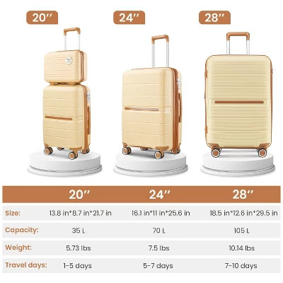 Luggage Sets 4 Piece(14/20/24/28) PP Lightweight & Durable Expandable Suitcase 8 Luggage Sets 4 Piece(14/20/24/28) PP Lightweight & Durable Expandable Suitcase - Image 6