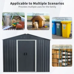 8x10ft Outdoor Metal Storage Shed With Metal Foundation Gray -Outdoor Living Gardens GUEST 956ceaf9 28f1 4964 a648 831184c146e5