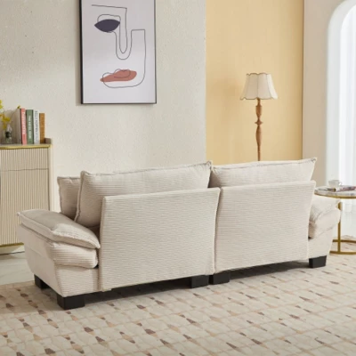 Stylish Corduroy Deep Seat Sofa: Loveseat Size With Pillows And Sleeper Function 3 Stylish Corduroy Deep Seat Sofa: Loveseat Size With Pillows And Sleeper Function