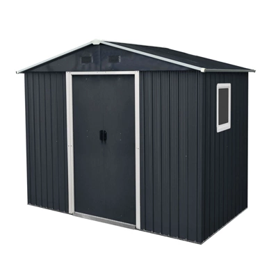 8ft X 4ft Outdoor Metal Storage Shed With Window And Metal Foundation,Gray 6 8ft X 4ft Outdoor Metal Storage Shed With Window And Metal Foundation,Gray - Image 4