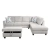Contemporary Fabric Sectional Sofa With Chaise Lounge & Storage Ottoman �C Luxurious Comfort & Timeless Elegance