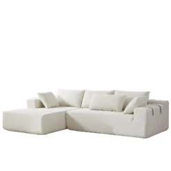 Modern Chenille Upholstered Sectional Sofa Couch Set, Modular 108" L-Shaped Sectional Living Room Sofa Set With 6 Cushions -Outdoor Living Gardens GUEST 97ec546a 941e 42a0 90e7 3ce2580580af