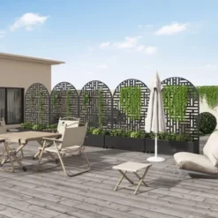 1 Piece Iron Black Arched Outdoor Planting Box With Climbing Frame, Garden Planting Decoration