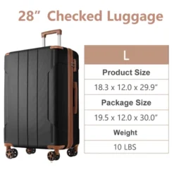 28 Inch Black Hardshell Luggage Lightweight Durable ABS Suitcases With Double Wheels Expandable Checked -Outdoor Living Gardens GUEST 98aac909 a436 49ad af1c 6112f685c429