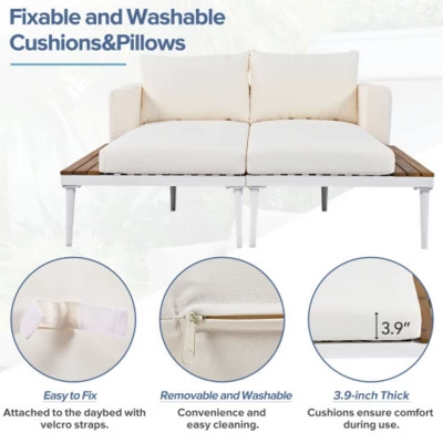 5-Piece PE Wicker Sofa Set �C L-Shaped Design With Extendable Tables 3 5-Piece PE Wicker Sofa Set �C L-Shaped Design With Extendable Tables