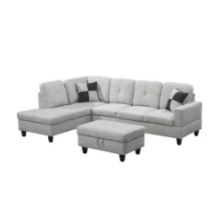 Experience Unmatched Comfort With Our Elegant Gray Fabric L-Shaped Sectional Sofa