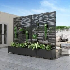 72-in H X 35-in L X 16-in W Black Metal Planter With Trellis ( Shine-A ) -Outdoor Living Gardens GUEST 99f3a2f1 d285 4fdd aa10 7367a2f64fe8