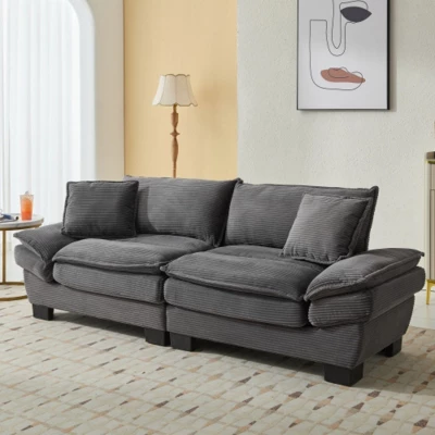 Stylish Corduroy Deep Seat Sofa: Loveseat Size With Pillows And Sleeper Function 9 Stylish Corduroy Deep Seat Sofa: Loveseat Size With Pillows And Sleeper Function - Image 7