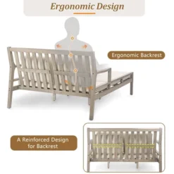 Outdoor Daybed, Patio Daybed With Four Pillows, Wooden Outdoor Bed With Curved Armrests For Poolside, Backyard, Garden -Outdoor Living Gardens GUEST 9a35c2b8 2893 4d22 b3ee 31bf5f116531