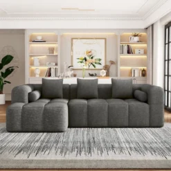 101.2" Sectional Sofa Full-Compressed Sofa Modular Sofa Couch Free-combined Sofa With Deep Seating And Two Side Pockets For Living Room, Beige -Outdoor Living Gardens GUEST 9b2a16f7 5aed 4a4d 98d8 7584edbb8092