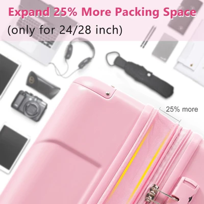 28 Inch Pink Hardshell Luggage Lightweight Durable ABS Suitcases With Double Wheels Expandable Checked 3 28 Inch Pink Hardshell Luggage Lightweight Durable ABS Suitcases With Double Wheels Expandable Checked