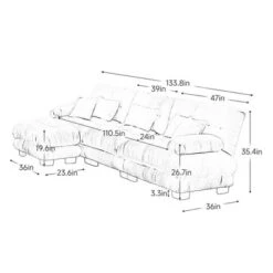 Oversized L Shaped Cloud Couch For Living Room Deep Seat Sofa Couch With Convertible Ottoman Chenille Light Coffee -Outdoor Living Gardens GUEST 9d3ed125 783c 4aec b328 dca961bf5fff