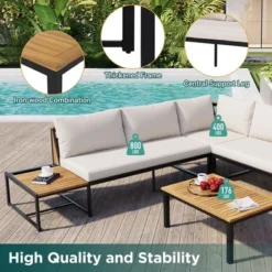 Patio Furniture Set With Loveseats, 4 Pieces Outdoor Sofa Set With Waterproof Cushions, Patio Furniture With Durable Iron-Wood Design -Outdoor Living Gardens GUEST 9e2d2d1e cb9d 444c 950e d1a615314fac