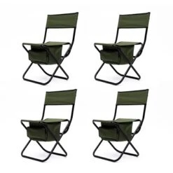 4-piece Folding Outdoor Chair With Storage Bag, Portable Chair For Indoor, Outdoor Camping, Picnics And Fishing