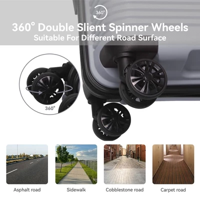 3-Piece Luggage Set, PP Hardshell Carry-On Suitcases With Spinner Wheels And TSA Lock (20", 24", 28"), White 5 3-Piece Luggage Set, PP Hardshell Carry-On Suitcases With Spinner Wheels And TSA Lock (20", 24", 28"), White - Image 3