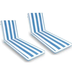 2PCS Set Outdoor Lounge Chair Cushion Replacement Patio Funiture Seat Cushion Chaise Lounge Cushion-Blue/white -Outdoor Living Gardens GUEST a2259752 9779 4ff7 8634 8a9022829794