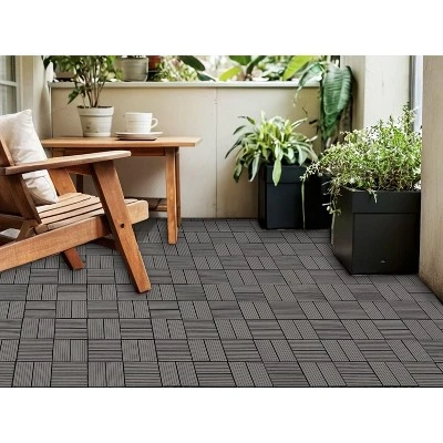 Wood Plastic Composite Deck Tiles Set Of 20pcs, Composite Decking Resist Rust,DIY Interlocking Decking Tiles, Floor Tile,Durable, 12x12in Dark Grey 4 Wood Plastic Composite Deck Tiles Set Of 20pcs, Composite Decking Resist Rust,DIY Interlocking Decking Tiles, Floor Tile,Durable, 12x12in Dark Grey - Image 2