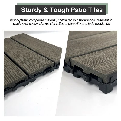 Wood Plastic Composite Deck Tiles Set Of 20pcs, DIY Interlocking Decking Tiles, Floor Tile, Durable 7 Wood Plastic Composite Deck Tiles Set Of 20pcs, DIY Interlocking Decking Tiles, Floor Tile, Durable - Image 5