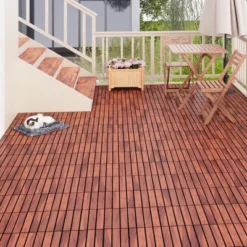 10 PCS Interlocking Deck Tiles Striped Pattern, 12" X 12" Square Acacia Hardwood Outdoor Flooring -Outdoor Living Gardens GUEST a43a5516 cb80 47de 8df3 13bc974894a5