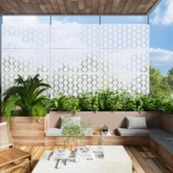 1-Piece Four-Sided White Galvanized Sheet Outdoor Privacy Screen, Garden Screen Partition -Outdoor Living Gardens GUEST a44049e3 19e6 4a62 a68c 8c3276967ebe