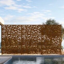 1-Piece Wide Edged Brown Galvanized Sheet Screen Outdoor Metal Screen Decorative Art Panel