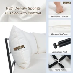 Patio Half- Moon Curved Outdoor Furniture Sofa Set With Coffee Table, Padded Seats And Backrest Cushions For Garden