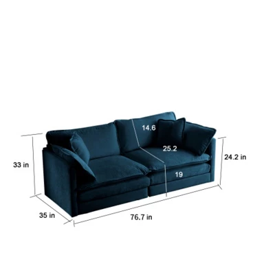 Deep-Seat 2-Seat Sofa: Modern Fabric, 4 Plush Pillows 4 Deep-Seat 2-Seat Sofa: Modern Fabric, 4 Plush Pillows - Image 2