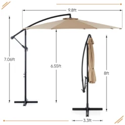 9.8FT Offset Patio Umbrella Hanging Cantilever Umbrella Outdoor Sun Shade With Easy Tilt Adjustment, 8 Ribs, UV Protection For Backyard -Outdoor Living Gardens GUEST a55d0360 2cdf 4f6a af16 8bcef7bbe898