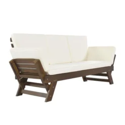 Adjustable Patio Daybed With Convertible Chaise Lounge, Acacia Wood, For Small Outdoor Spaces -Outdoor Living Gardens GUEST a7400b15 5040 46ef a510 3af6a9c37589