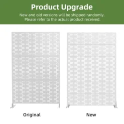 46.8in.W X 71.37in.H White Brick Shape Galvanized Sheet Outdoor Private Screen Decorative Art Panel -Outdoor Living Gardens GUEST a86e2d44 64ea 4f2f 856e 1039ee5b1e1b