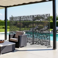 47-inches W X 72-inches H Black Galvanized Sheet Screen Outdoor And Lndoor Divider For Balcony Patio Garden Room Divider (Helen Steet 01 ) -Outdoor Living Gardens GUEST aa44d675 5a61 4630 b772 b9422b48ae52