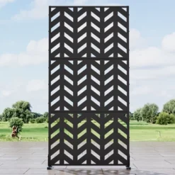 Compact Fishbone Black Galvanized Steel Panel | 183H X 90W X 40D Cm