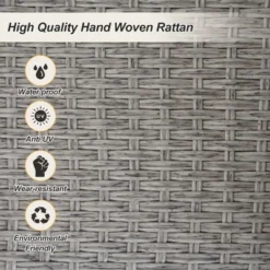 Two-Person 51.9" Rattan Woven Hanging Seat With Ropes - Gray Wicker Swing Chair With Cushion -Outdoor Living Gardens GUEST ac0d7399 d889 4477 8f2f d73f44938291