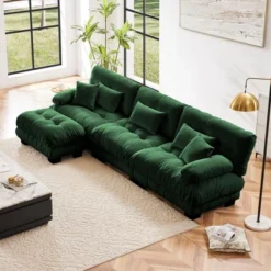Oversized L Shaped Cloud Couch For Living Room Deep Seat Sofa Couch With Convertible Ottoman Chenille Light Coffee -Outdoor Living Gardens GUEST afa7bec0 e20f 4802 a532 5f7a6a414f47