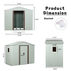 6ft X 5ft Outdoor Metal Storage Shed With Window And Metal Foundation ,White 16 6ft X 5ft Outdoor Metal Storage Shed With Window And Metal Foundation ,White -Outdoor Living Gardens GUEST afee1f3c 77b5 4f97 ac16 58f5c636dc0b