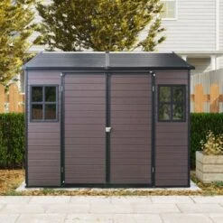 8 X 6 Ft Resin Outdoor Storage Shed Waterproof Shed With Floor & Two Windows & Lockable Door, Tool Shed For Garden, Patio, Backyard,Gray -Outdoor Living Gardens GUEST b2df2cac 81b4 4cbe 9ac3 03bdba1730eb