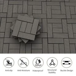 Wood Plastic Composite Deck Tiles Set Of 20pcs, Composite Decking Resist Rust, Patio Flooring Outdoor Waterproof -Outdoor Living Gardens GUEST b40cbcc2 4a92 44d9 9926 dca2f623e628