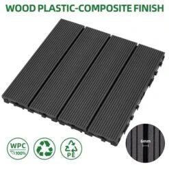9 PCS Heavy-duty & Recyclable Wood-Plastic Interlocking Deck Tiles 11.8" X 11.8"- Waterproof Outdoor And Indoor Flooring For Patio -Outdoor Living Gardens GUEST b497b040 33f7 4266 ba31 2ea3a1b7c8ac