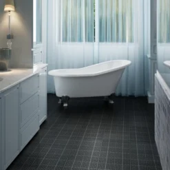 12 X 12 Inch Black Interlocking Deck Tiles Plastic Waterproof Outdoor All Weather Anti-slip , Rosette Pattern Pack Of 12