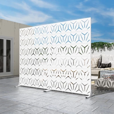 46.8in.W X 71.37in.H White Galvanized Sheet Outdoor Private Screen Decorative Art Panel 3 46.8in.W X 71.37in.H White Galvanized Sheet Outdoor Private Screen Decorative Art Panel
