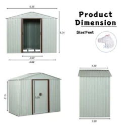 6ft X 5ft Outdoor Metal Storage Shed With Metal Foundation ,White -Outdoor Living Gardens GUEST b57379d2 3953 4796 b2c1 67669341133e