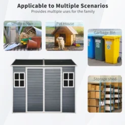 8 X 6 Ft Resin Outdoor Storage Shed Waterproof Shed With Floor & Two Windows & Lockable Door, Tool Shed For Garden, Patio, Backyard,Gray -Outdoor Living Gardens GUEST b5f5a7a3 53a4 4864 8ef0 baf8446b2b49
