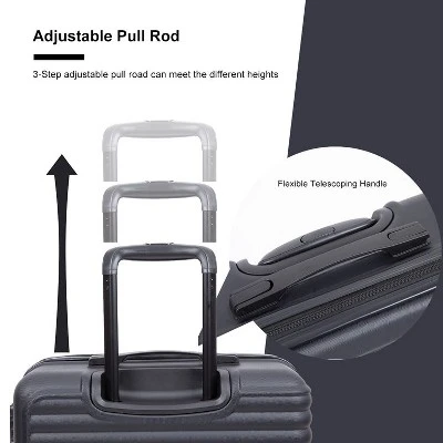 3 Piece Luggage Sets ABS Lightweight Suitcase With Two Hooks, Spinner Wheels, TSA Lock, (20/24/28) Black 7 3 Piece Luggage Sets ABS Lightweight Suitcase With Two Hooks, Spinner Wheels, TSA Lock, (20/24/28) Black - Image 5