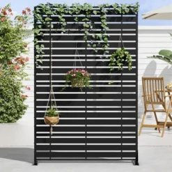 47-inches W X 72-inches H Black Galvanized Sheet Screen Outdoor And Lndoor Divider For Balcony Patio Garden Room Divider (Type 4) -Outdoor Living Gardens GUEST ba0fdd61 5c6f 4337 b2d0 a8cbbbd84700