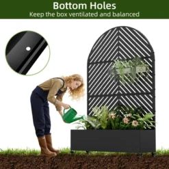 73" X 47" Wrought Iron Black Arch Planter Box With Climbing Rack (Parallel Line ) 15 73" X 47" Wrought Iron Black Arch Planter Box With Climbing Rack (Parallel Line ) -Outdoor Living Gardens GUEST ba498550 7d92 4c92 81bd 8a6206c12c7b