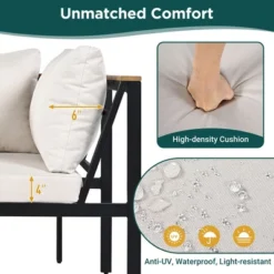 Patio Furniture Set With Loveseats, 4 Pieces Outdoor Sofa Set With Waterproof Cushions, Patio Furniture With Durable Iron-Wood Design -Outdoor Living Gardens GUEST bb3b7387 cb16 4393 b6a1 9b330c02b03d