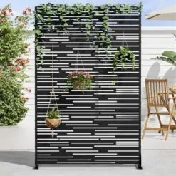 1-Piece 46.8 In. W X 71.37 In. H Light And Shadow Type Black Galvanized Sheet Outdoor Screen Decorative Art Panel 11 1-Piece 46.8 In. W X 71.37 In. H Light And Shadow Type Black Galvanized Sheet Outdoor Screen Decorative Art Panel -Outdoor Living Gardens GUEST be98f1dc 6fe7 4ea9 a008 fb0a141dc410